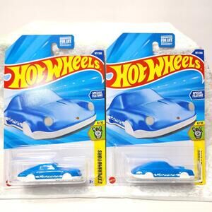 Hot Wheels Porsche 911 Carrera Keychain Clip 2-Car Lot 6/10 Blue